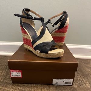 Blue/coral wedges - Size 9